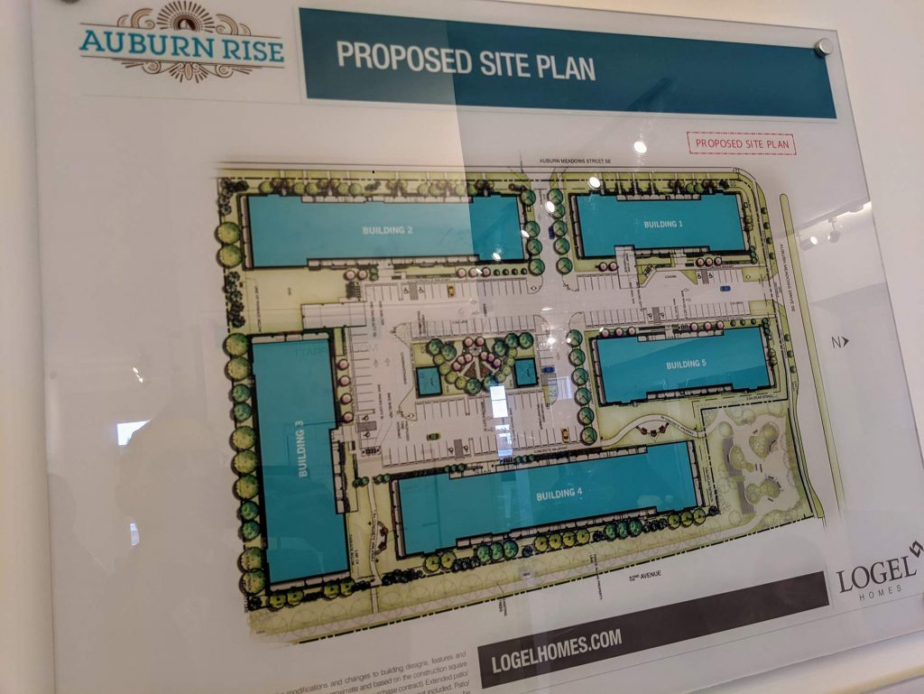 Auburn Rise Proposed Site Plan sign from Showroom Calgary Logel Homes
